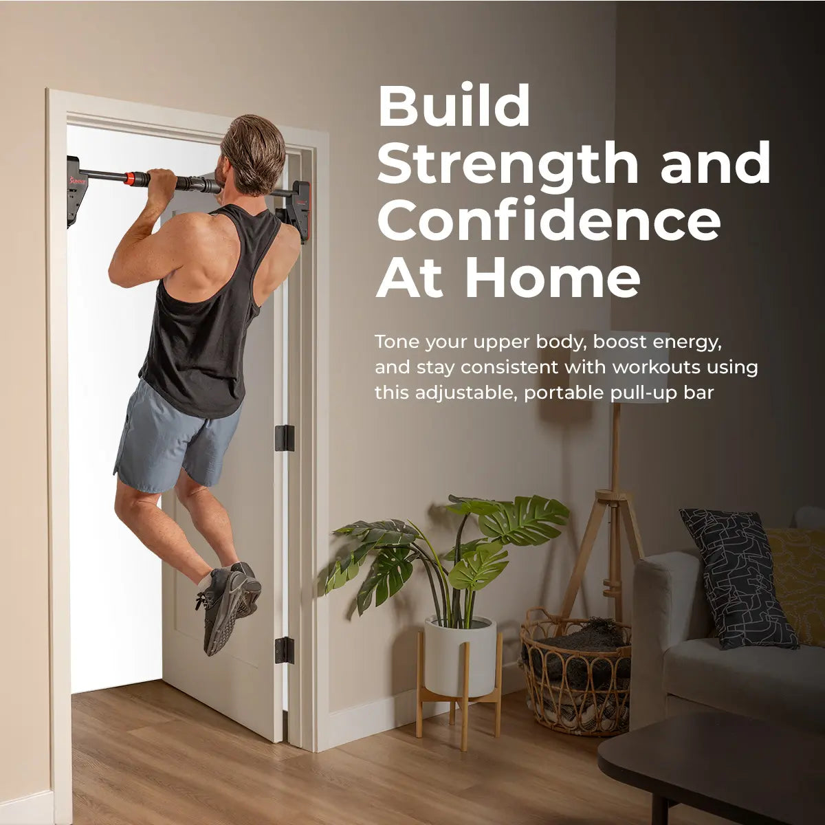 SUNNY 330LBS Pull up Bar Adjustable 28"-38" No Drill Tools Installation Damage Free for Door Room Wall Twist Handlebar to Tighten Non-Slip Heavy-Duty Bar for Home Workouts Chest Strength Muscle Training Push Ups Body Fitness Gym Equipment Arm Trainer