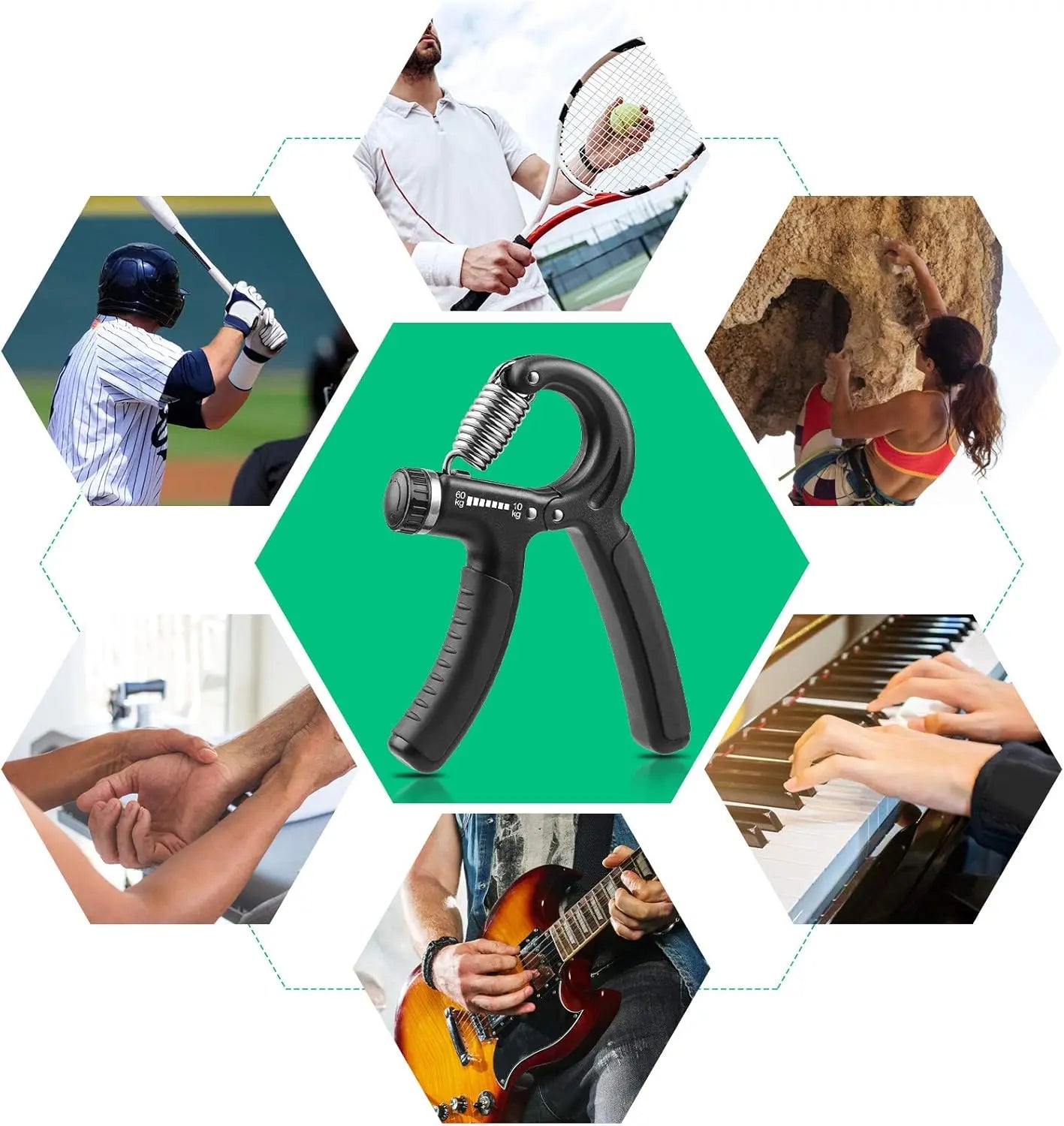 Hand Grip Strengthener Trainer, Hand Gripper Strengthener, Grip Strengthener, Adjustable Resistance, Forearm Strengthener, Perfect for Musicians Athletes - Gym Equipments - Hand Grips