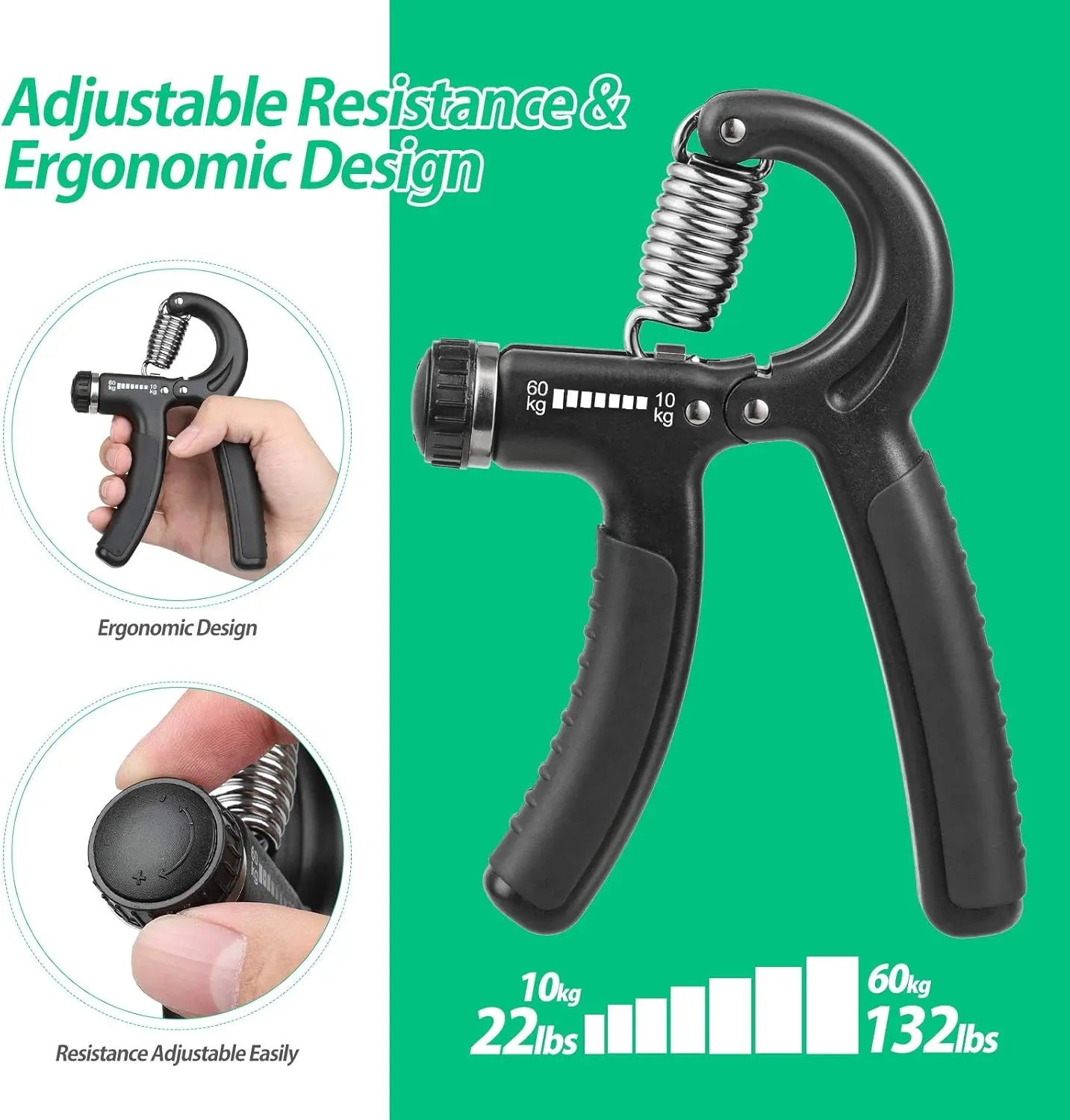 Hand Grip Strengthener Trainer, Hand Gripper Strengthener, Grip Strengthener, Adjustable Resistance, Forearm Strengthener, Perfect for Musicians Athletes - Gym Equipments - Hand Grips