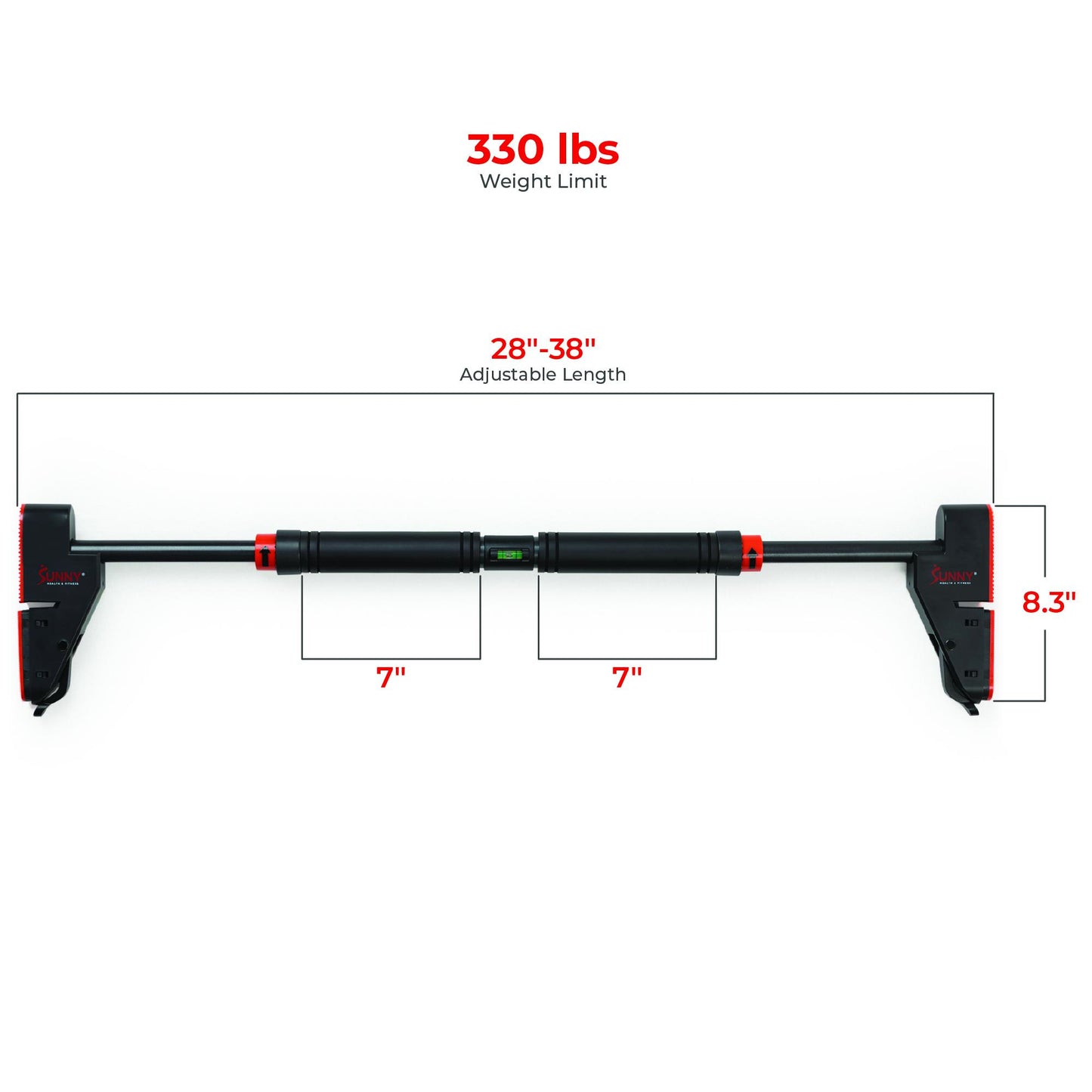 SUNNY 330LBS Pull up Bar Adjustable 28"-38" No Drill Tools Installation Damage Free for Door Room Wall Twist Handlebar to Tighten Non-Slip Heavy-Duty Bar for Home Workouts Chest Strength Muscle Training Push Ups Body Fitness Gym Equipment Arm Trainer
